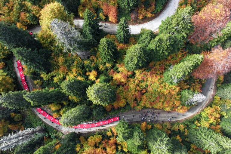 Cumhuriyetin 100. Yılında 100 metrelik bayrakla Örümcek Ormanları’nda yürüdüler