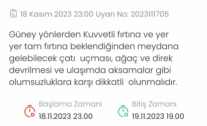 Dikkat! Meteoroloji’den fırtına uyarısı