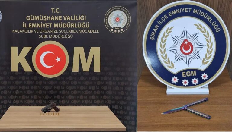 Gümüşhane’de şok operasyon: Bıçak ve ruhsatsız tabanca ele geçirildi!