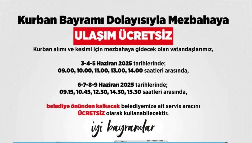 Gümüşhane’de Kurban Bayramı’nda toplu taşıma araçları ücretsiz