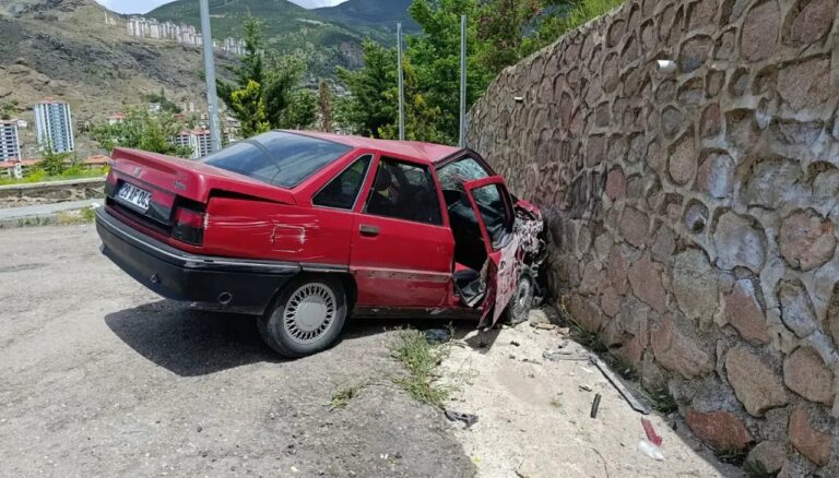 Gümüşhane’de otomobil duvara çarptı: 2 yaralı