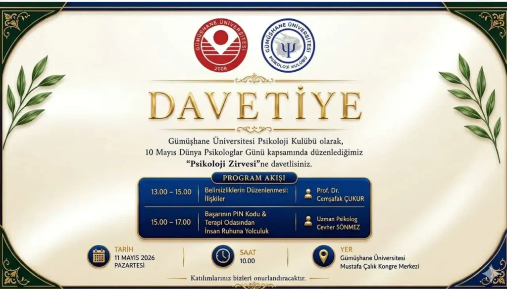 Gümüşhane’de Dünya Psikologlar Günü’ne Özel “Psikoloji Zirvesi” Düzenlenecek