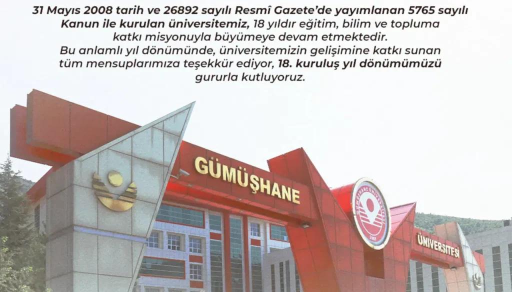 Gümüşhane Üniversitesi 18 Yaşında: Rektör Yıldız’dan Anlamlı Mesaj