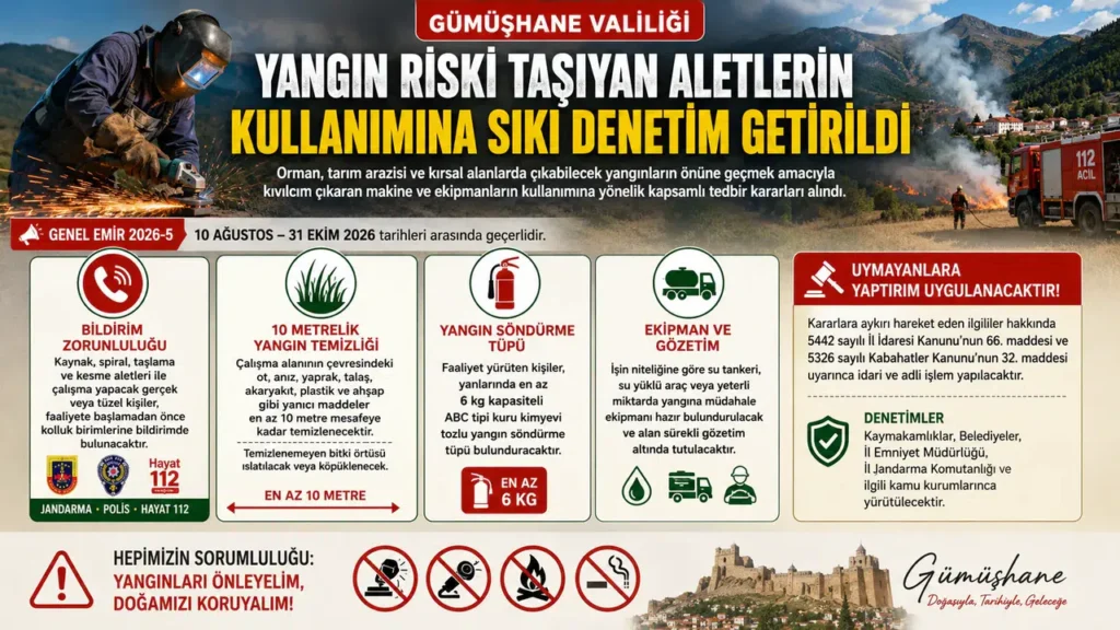Gümüşhane’de Yangın Riski Taşıyan Aletlerin Kullanımına Sıkı Denetim Getirildi