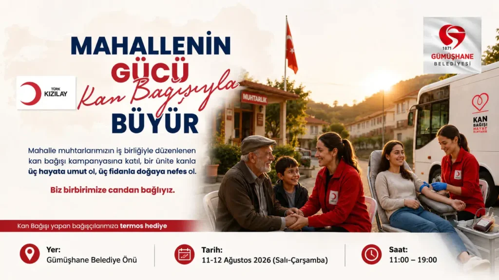 Gümüşhane’de “Mahallenin Gücü Kan Bağışıyla Büyür” Kampanyası Başlıyor