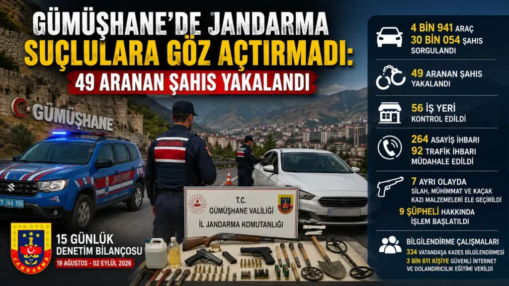 Gümüşhane’de Jandarma Suçlulara Göz Açtırmadı: 49 Aranan Şahıs Yakalandı