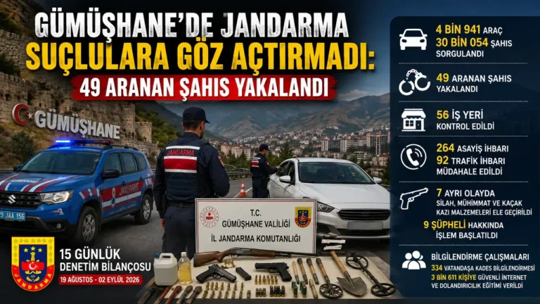 Gümüşhane’de Jandarma Suçlulara Göz Açtırmadı: 49 Aranan Şahıs Yakalandı