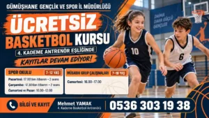 Gümüşhane Gençlik ve Spor İl Müdürlüğünden Ücretsiz Basketbol Kursu