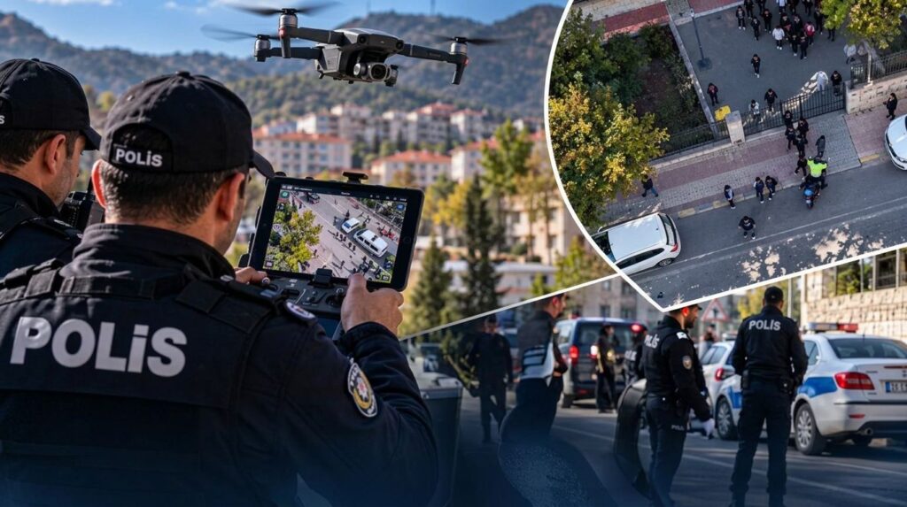 Gümüşhane’de Öğrencilerin Güvenliği İçin Gökyüzünde Dronlu Emniyet Nöbeti
