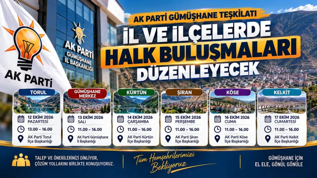 AK Parti Gümüşhane teşkilatı il ve ilçelerde “halk buluşmaları” düzenleyecek